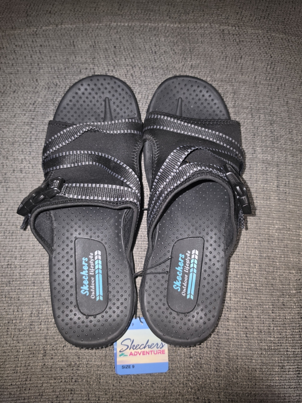 Skechers Reggae Outdoor Lifestyle Sandals Black Size 9 NWT